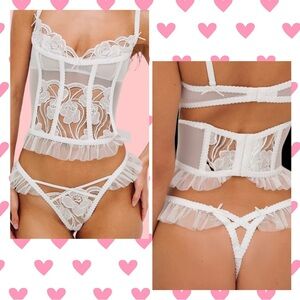 2PC Blushing Blooms Bustier & Matching Thong - For Love & Lemons - XL - NWT